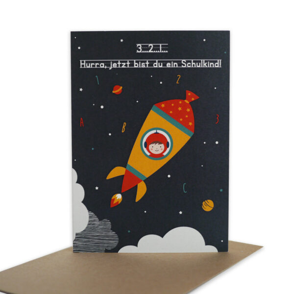 Grußkarte "Hurra, Du  bist jetzt ein Schulkind!"
